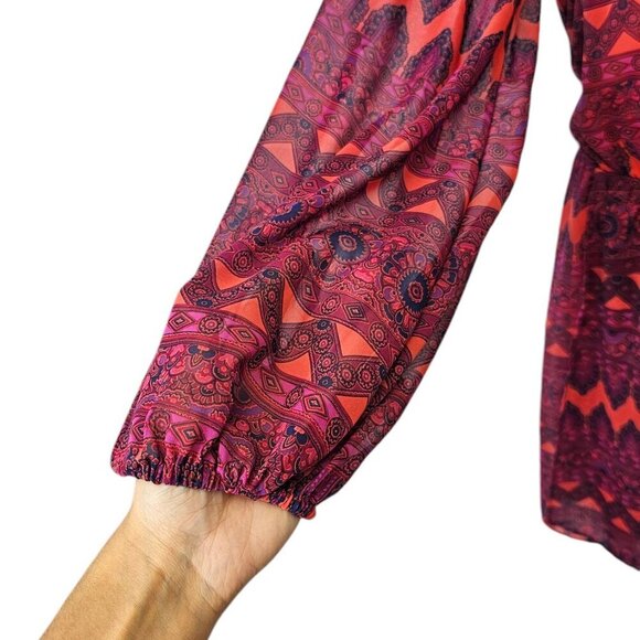 Show Me Your MuMu Geometric Shapes Lined Dress Size Small V-Neck Lightweight - Picture 5 of 7